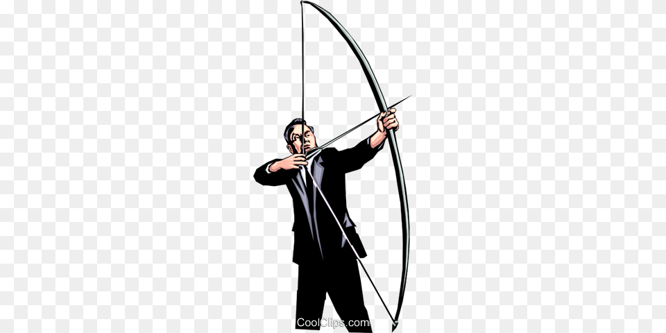 Man Shooting An Arrow Royalty Vector Clip Art Illustration, Weapon, Adult, Male, Person Free Png Download