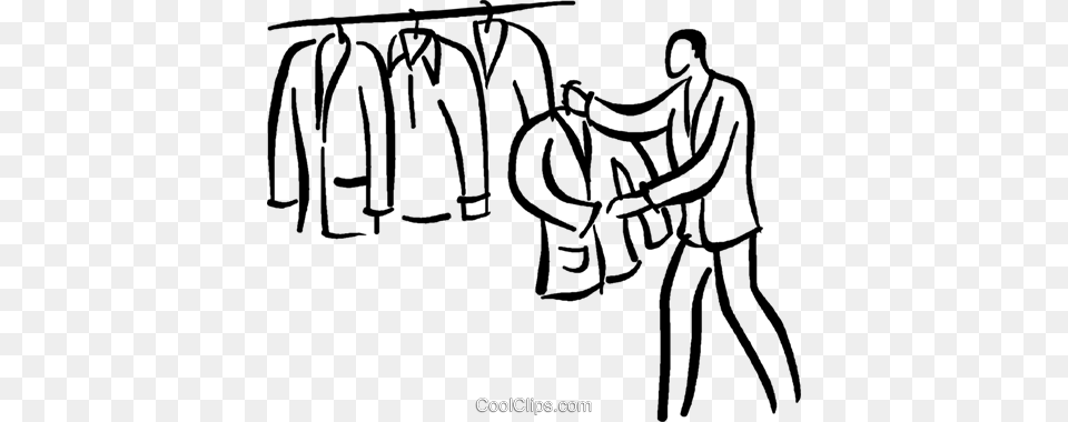 Man Shopping For A Suit Royalty Vector Clip Art Illustration, Adult, Male, Person, People Free Png