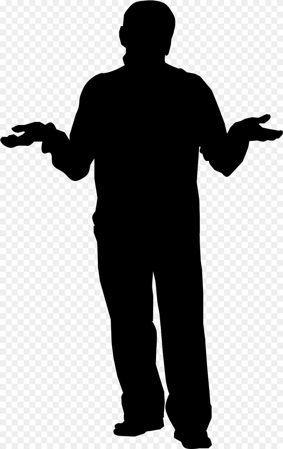 Man Shrug Silhouette, Gray Free Png Download