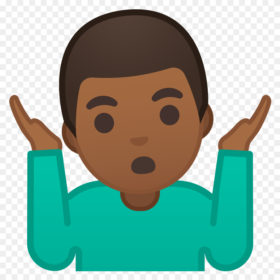 Man Shrugging Emoji Medium Dark Skin Tone, Body Part, Person, Finger, Hand Free Transparent Png