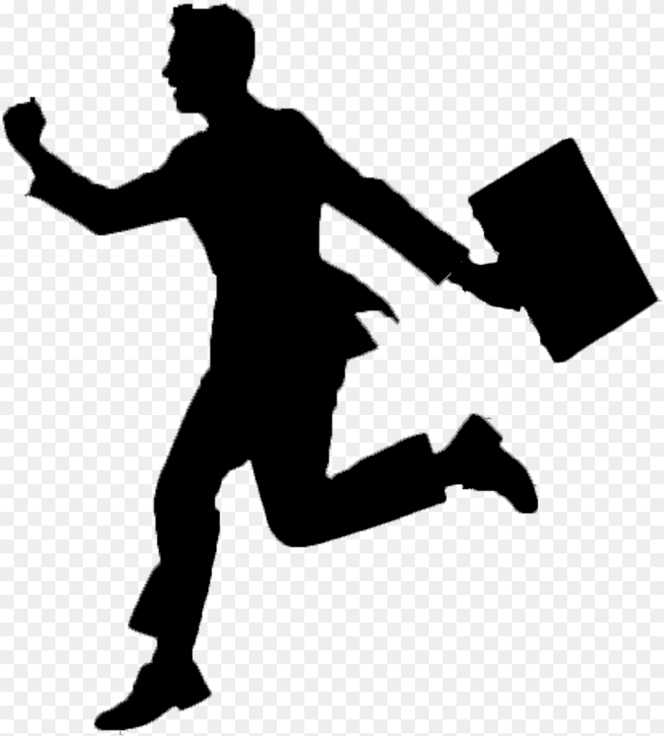 Man Silhouette Jogging, Gray Free Png Download
