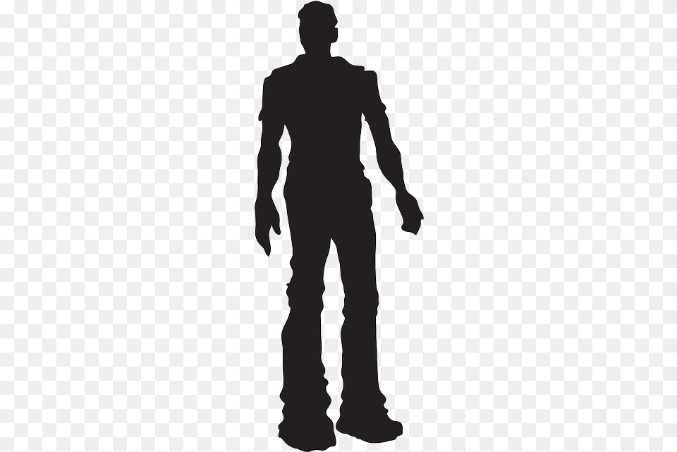 Man Silhouette Male Person Standing Pose Standing Man Pose Black, Clothing, Pants, Adult, Head Free Png Download