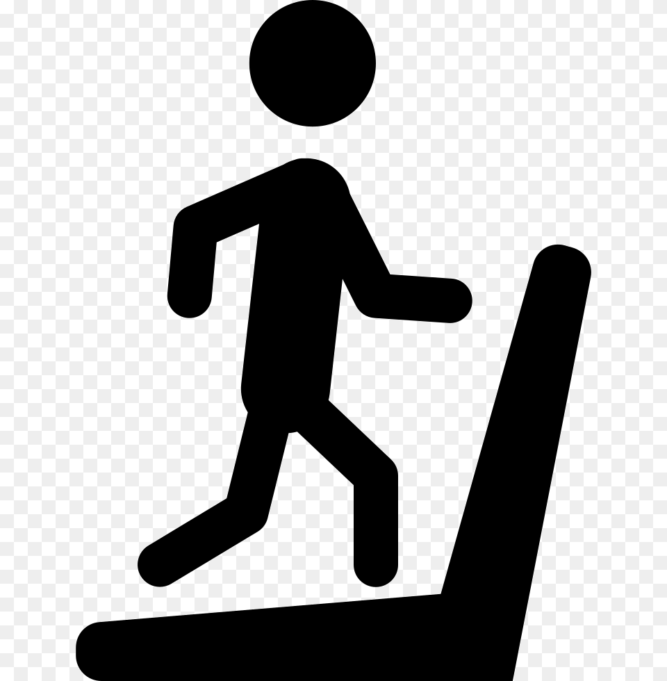 Man Silhouette Running On Treadmill Machine Comments Treadmill Clipart No Background, Sign, Symbol Png