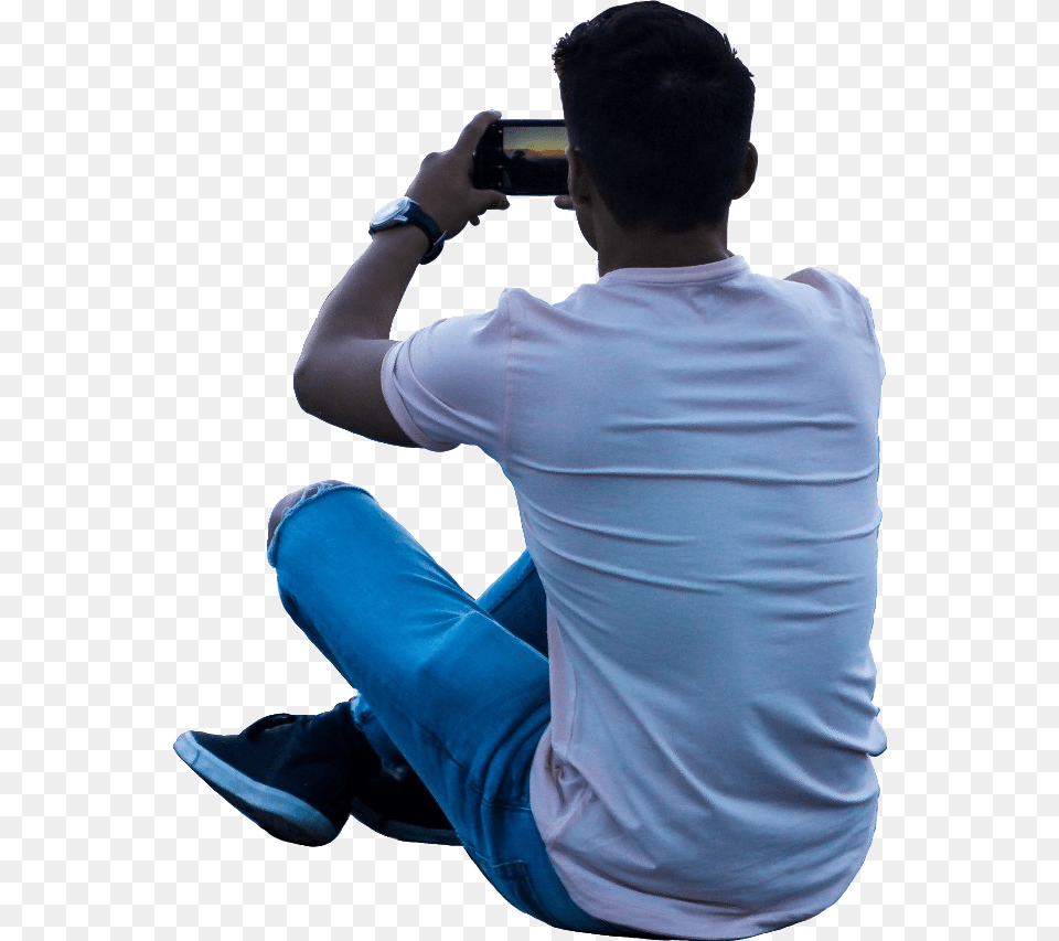 Man Sitting Camera In Hand Person Overlay Cutout Camera Man Back, Adult, Photography, Male, Electronics Png