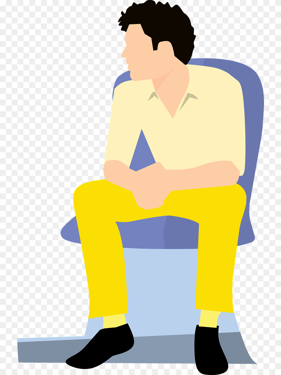 Man Sitting Cartoon, Person, Adult, Male, Clothing Png Image