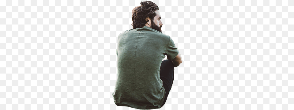 Man Sitting From Behind, Sleeve, Clothing, Long Sleeve, Knitwear Png Image