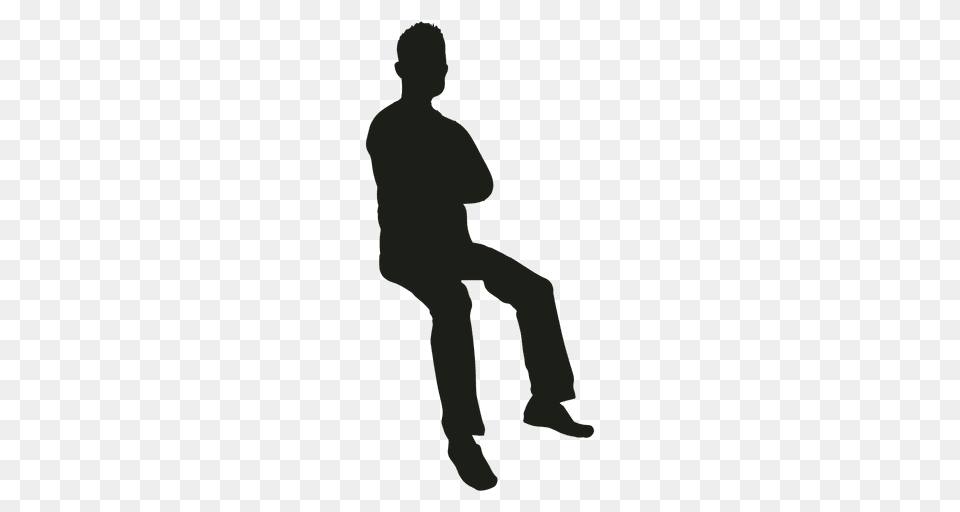 Man Sitting Hands Crossed Silhouette, Adult, Person, Male, Footwear Free Png Download