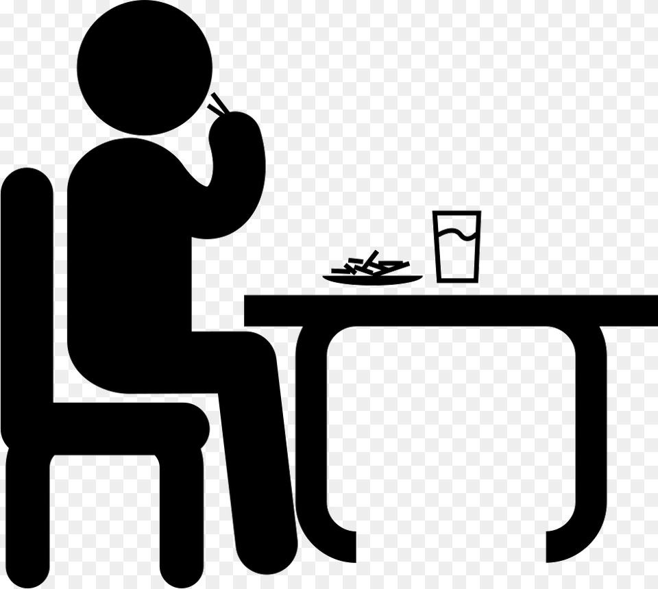 Man Sitting In Front Of A Table Eating And Drinking Fake People, Furniture, Dining Table, Stencil, Lawn Mower Free Png Download