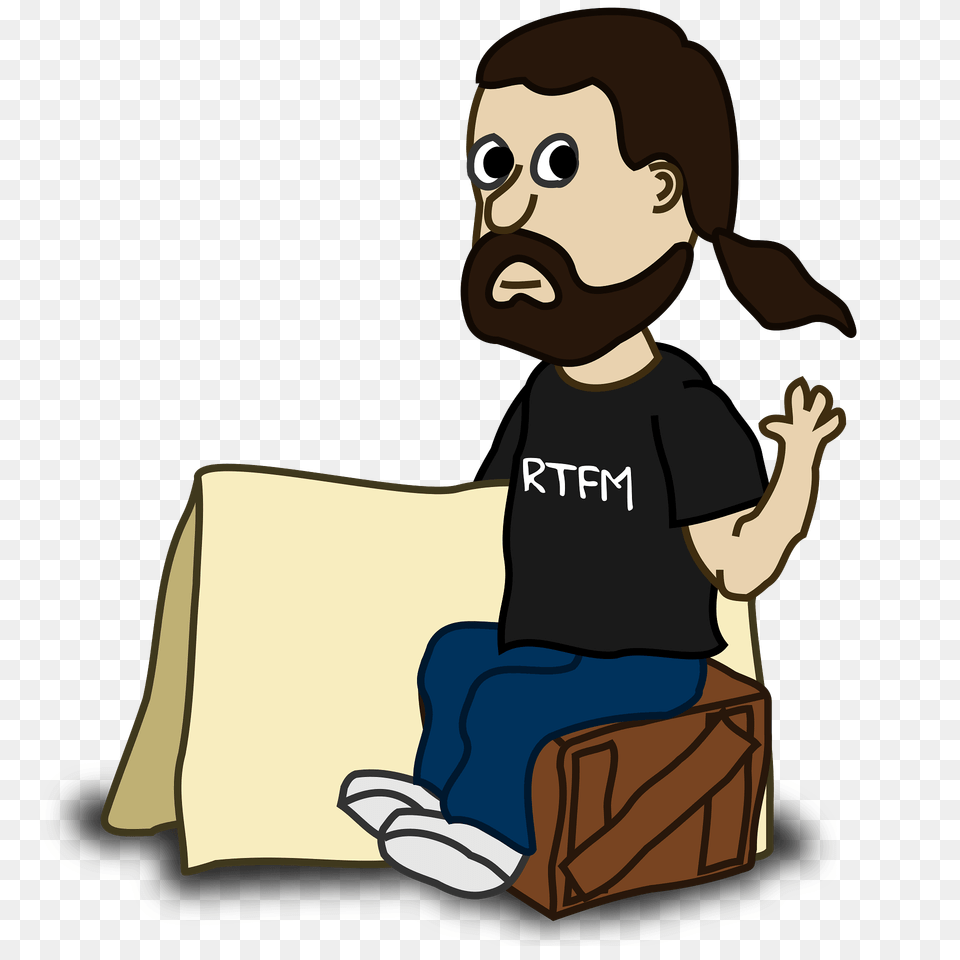 Man Sitting On A Box Clipart, Person, Reading, Bag, Face Free Png