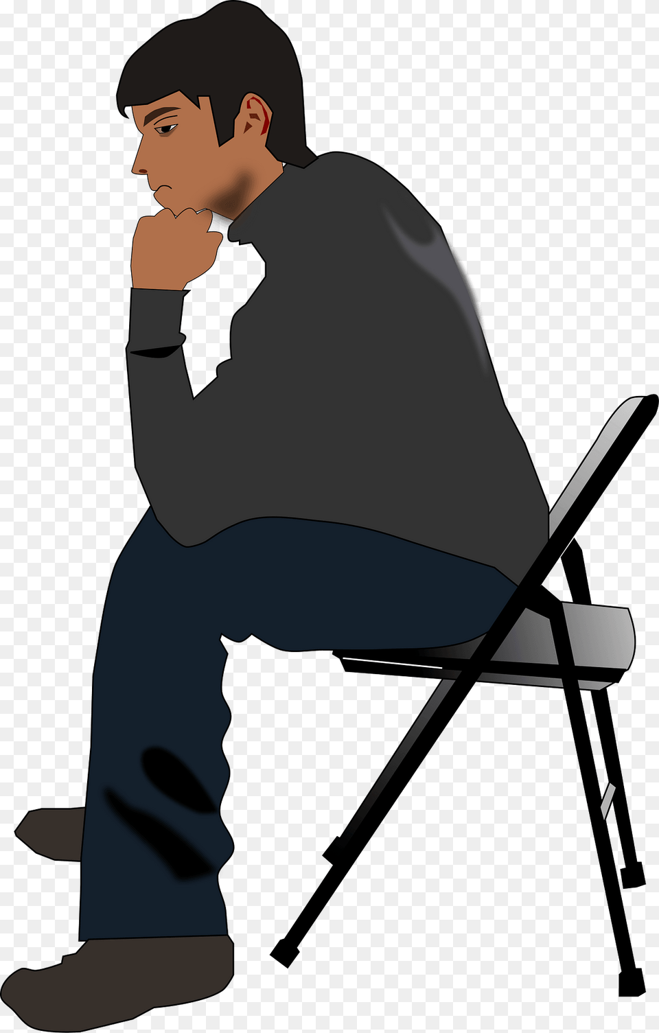 Man Sitting On A Folding Chair Thinking Clipart, Photography, Person, Male, Adult Png Image