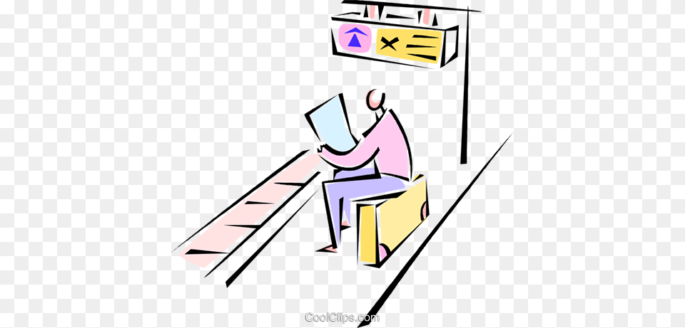 Man Sitting On His Suitcase Reading Royalty Vector Clip Art, Adult, Person, Woman, Female Free Transparent Png