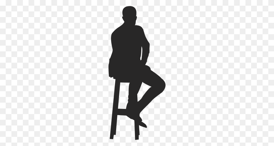 Man Sitting On Stool, Silhouette, Adult, Male, Person Free Transparent Png