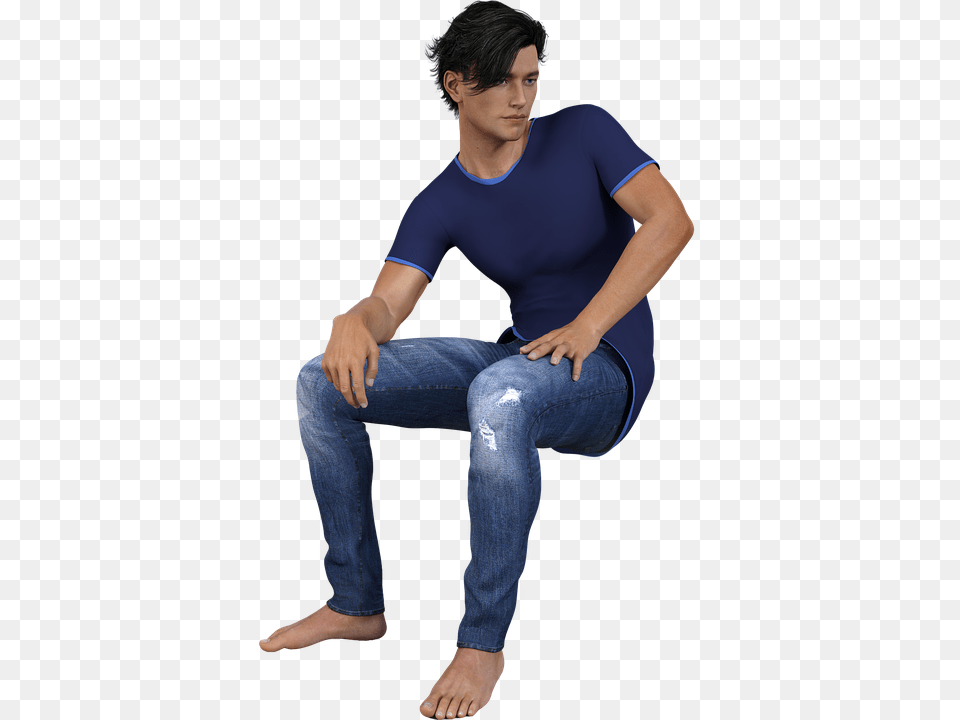 Man Sitting Pose, Clothing, Jeans, Pants, Person Free Transparent Png