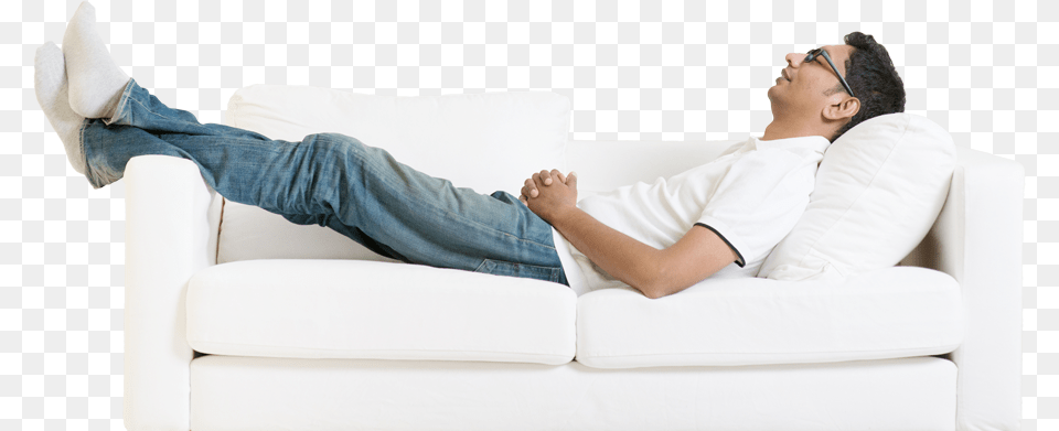 Man Sleeping Cleaning Service Sleeping On Bed, Adult, Couch, Furniture, Male Free Png Download