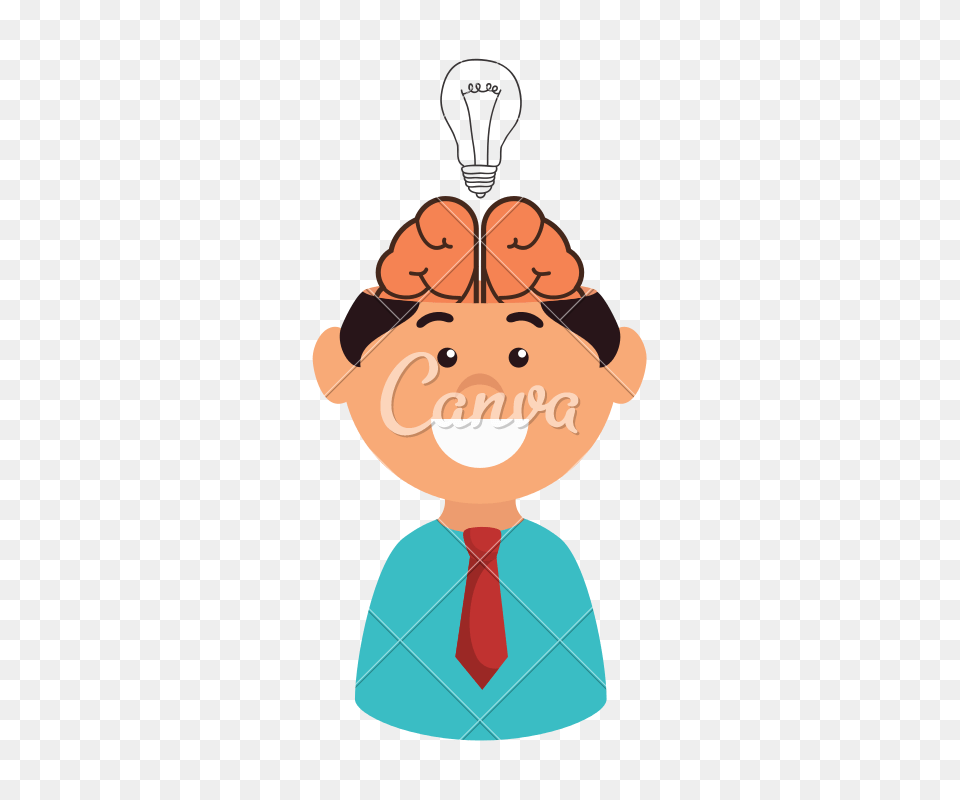 Man Smiling Bulb Brain Vector Icon Illustration, Accessories, Formal Wear, Tie, Baby Free Png