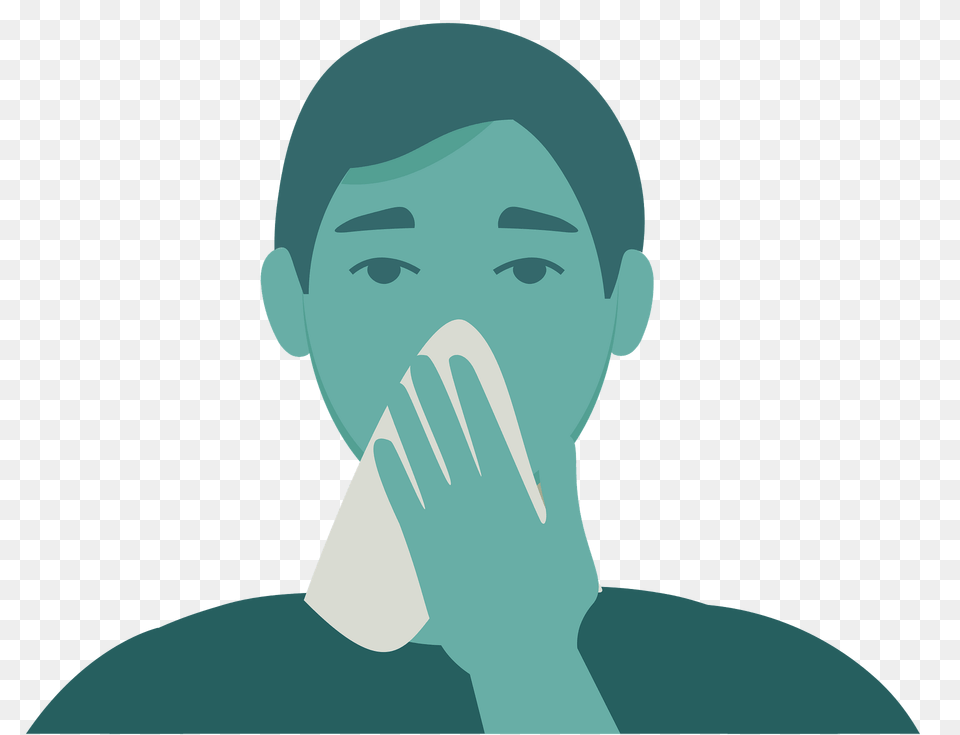 Man Sneezing With Tissue Clipart, Face, Head, Person Free Png Download