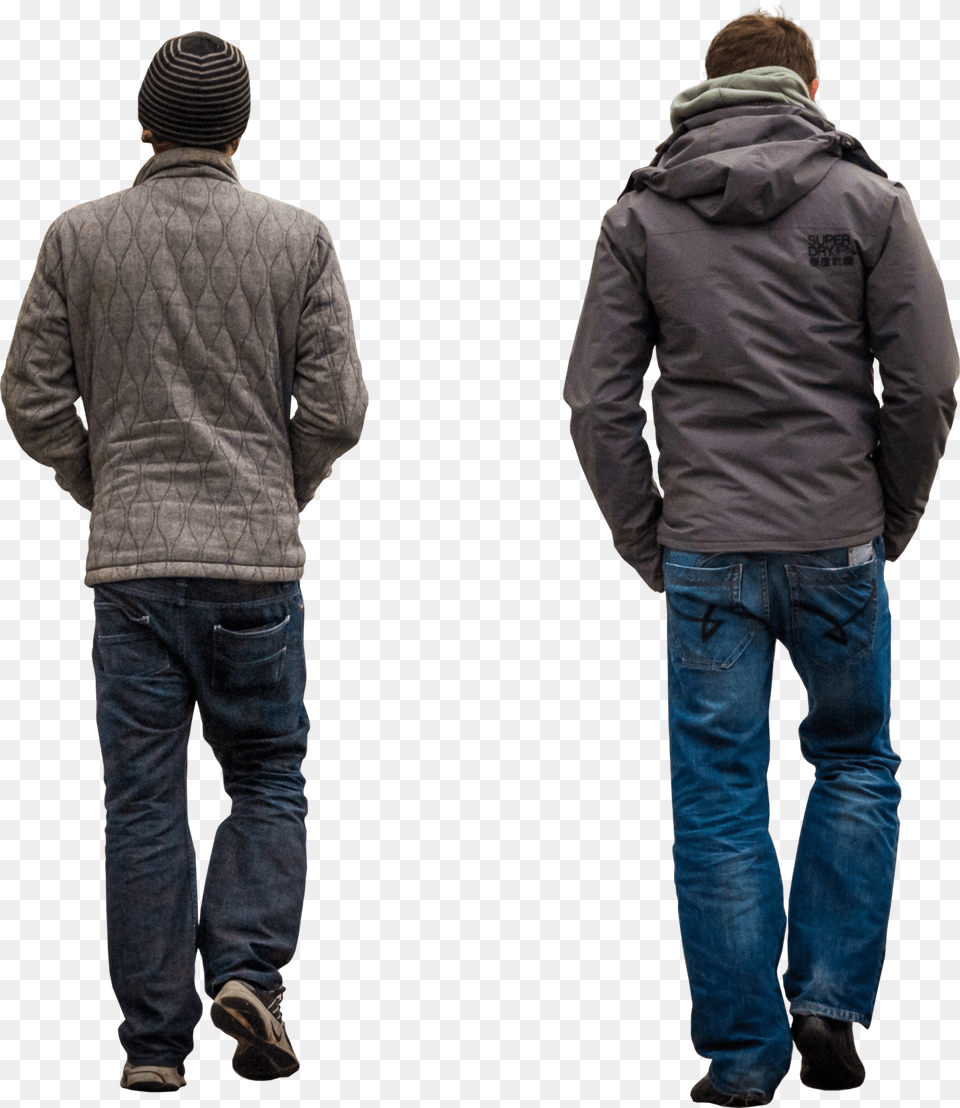 Man Standing Back, Hood, Clothing, Coat, Jeans Free Png Download