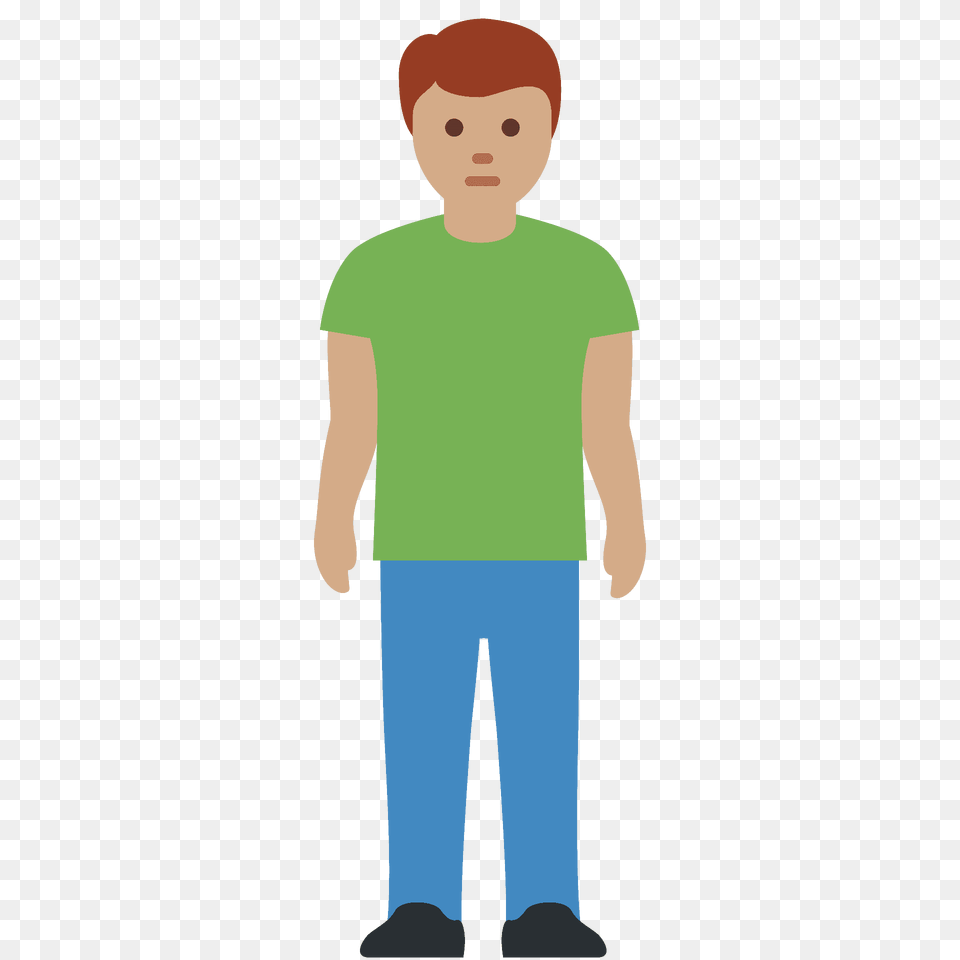 Man Standing Emoji Clipart, T-shirt, Pants, Clothing, Person Png Image