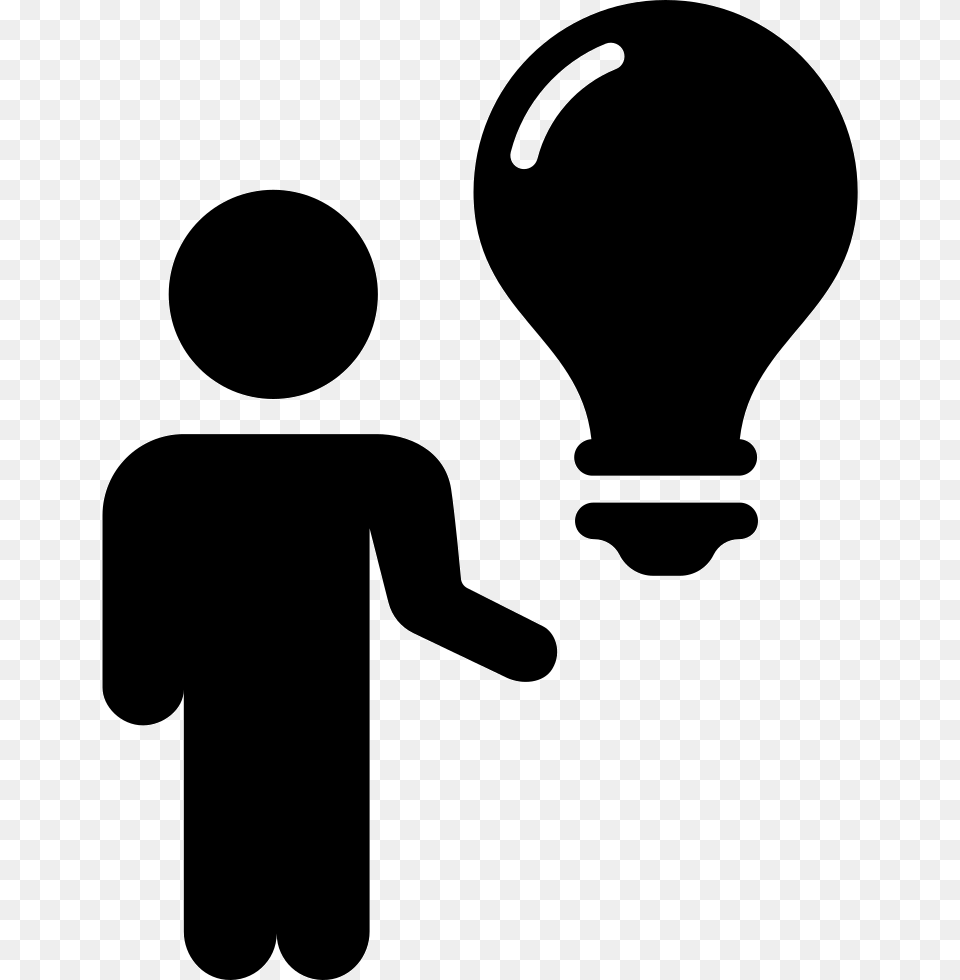 Man Standing With A Lightbulb Person With Idea Symbol, Light, Silhouette, Stencil Png Image