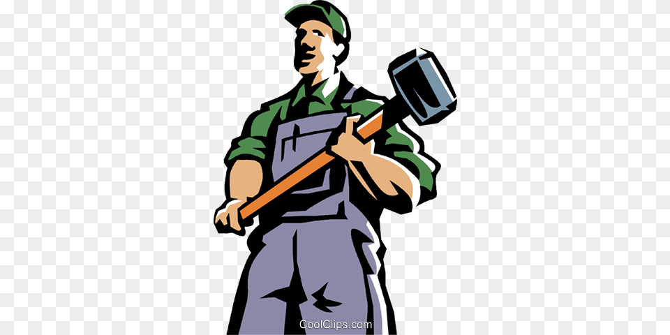 Man Standing With A Sledgehammer Royalty Vector Clip Art, Adult, Male, Person, Face Free Transparent Png