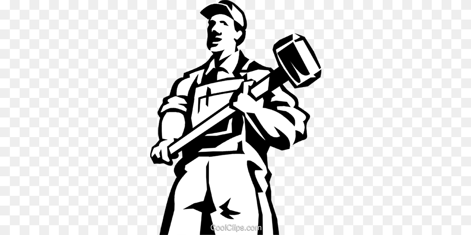 Man Standing With A Sledgehammer Royalty Vector Homem Com Marreta Vetor, Adult, Male, People, Person Free Transparent Png