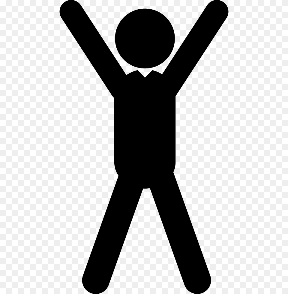 Man Standing With Extended Arms Over His Head Arms Raised Icon, Silhouette, Stencil Free Transparent Png