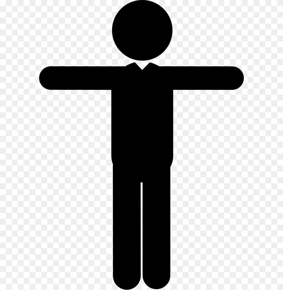 Man Standing With Extended Arms To Sides Icon Silhouette, Cross, Symbol Free Png Download
