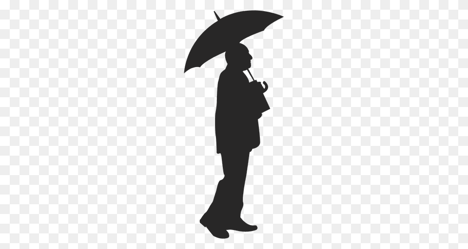 Man Standing With Umbrella, People, Person, Silhouette, Canopy Free Png Download