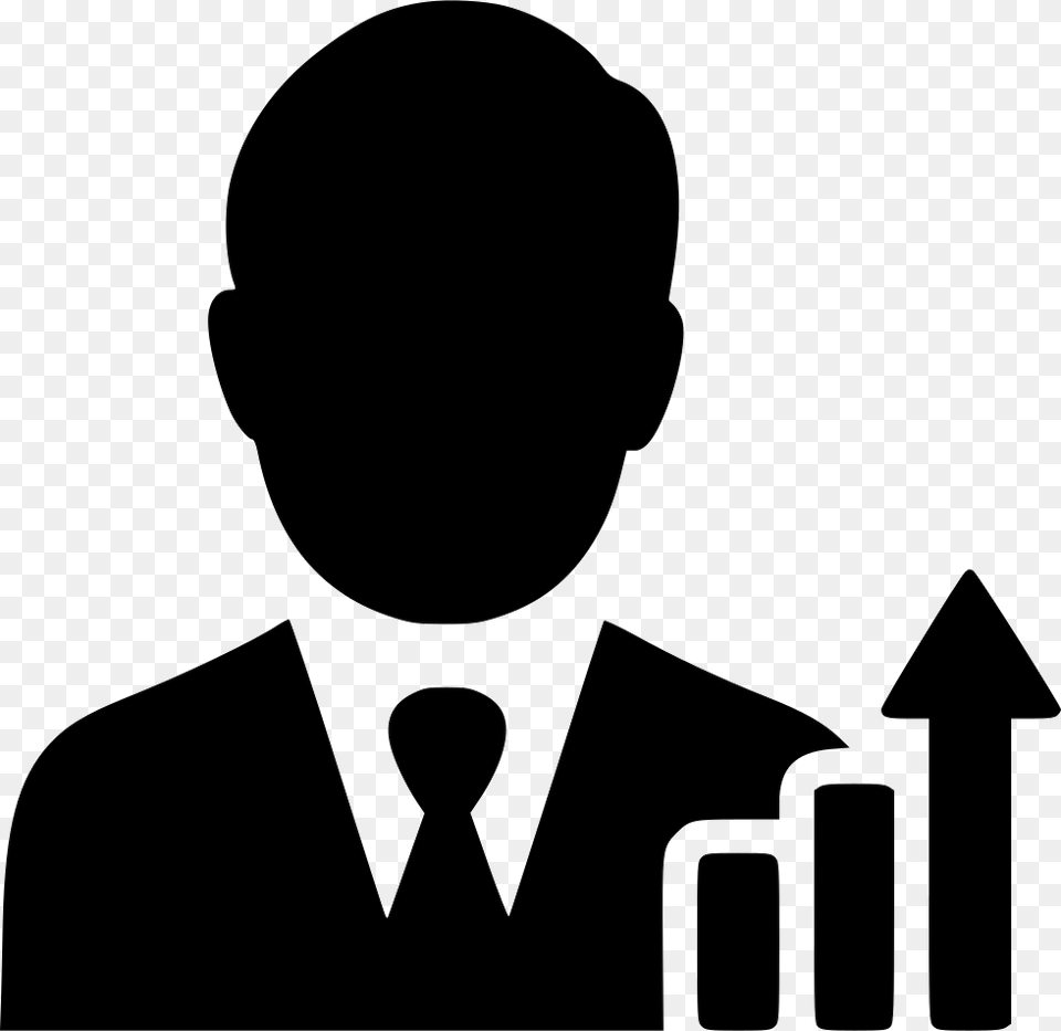 Man Statistics Chart Graph Opportunity Increase Businessman Icon, Stencil, Silhouette, Adult, Male Png
