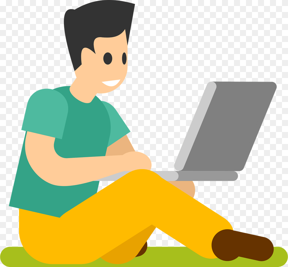 Man Surfing On Internet Clipart, Sitting, Person, Pc, Laptop Free Png