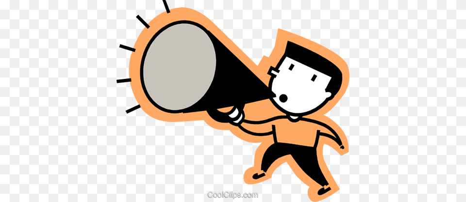 Man Talking Into A Megaphone Royalty Free Vector Clip Art, Lighting, Electronics, Speaker, Device Png