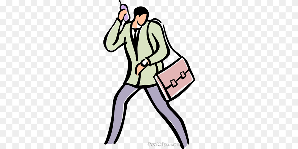 Man Talking On A Cell Phone Royalty Vector Clip Art, Accessories, Bag, Handbag, Person Free Transparent Png