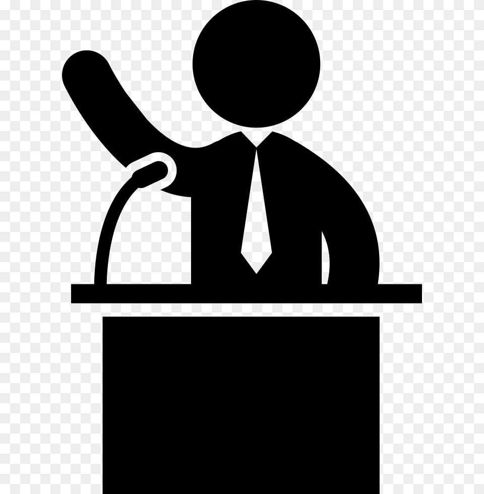 Man Talking On Business Presentation Behind A Podium Public Speaking Clipart Transparent, Stencil, Crowd, Person, Audience Png Image