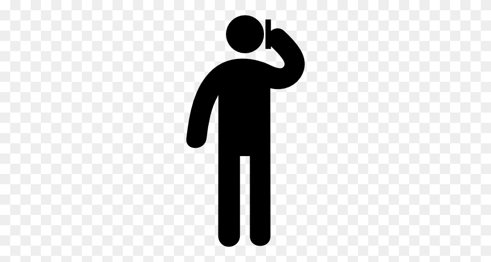 Man Talking With Phone, Stencil, Silhouette, Person, Sign Png Image