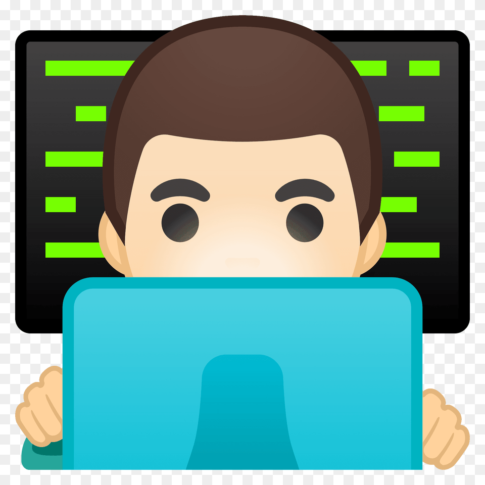 Man Technologist Emoji Clipart, Computer, Electronics, Person, Reading Free Transparent Png