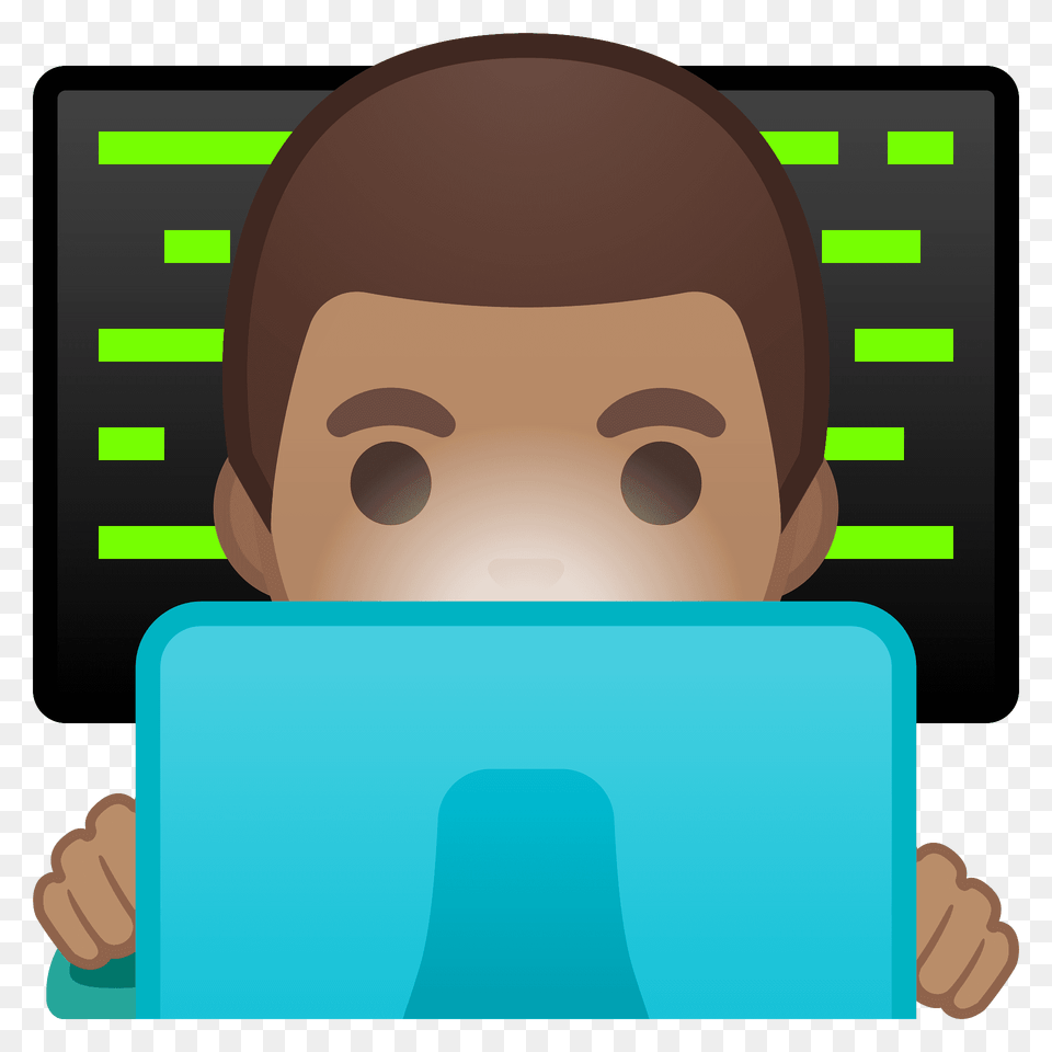 Man Technologist Emoji Clipart, Computer, Electronics, Person, Reading Png Image
