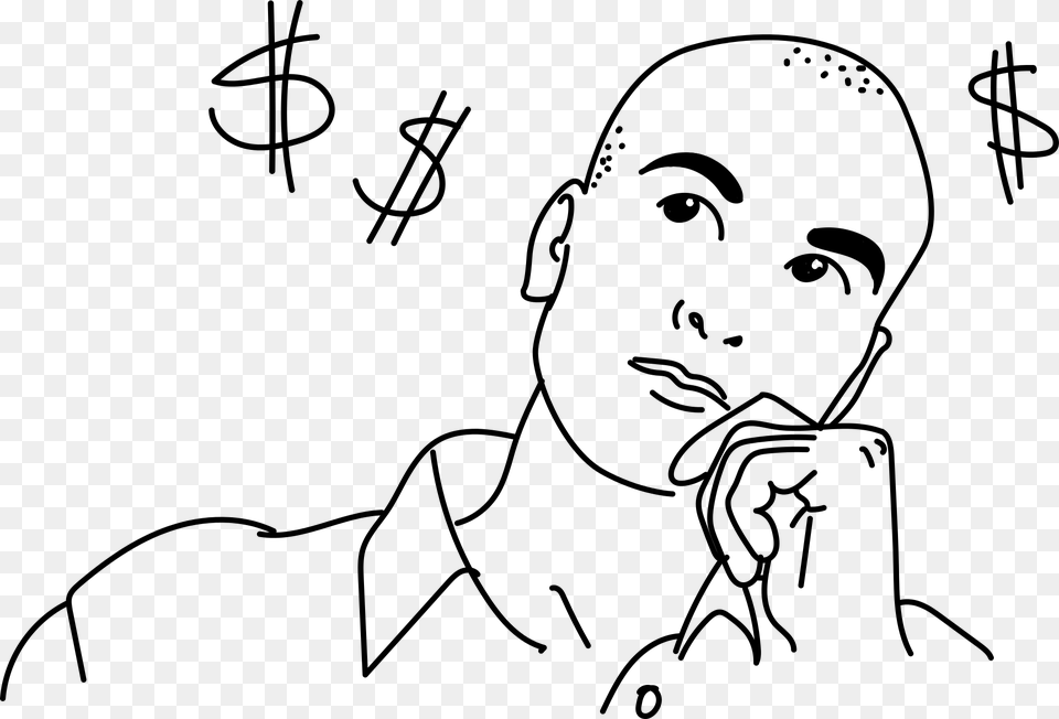 Man Thinking Signs Money Think Guy Portrait Hombre Pensando Para Dibujar, Gray Free Transparent Png