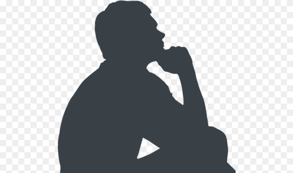 Man Thinking Silhouette, Person, Kneeling Png