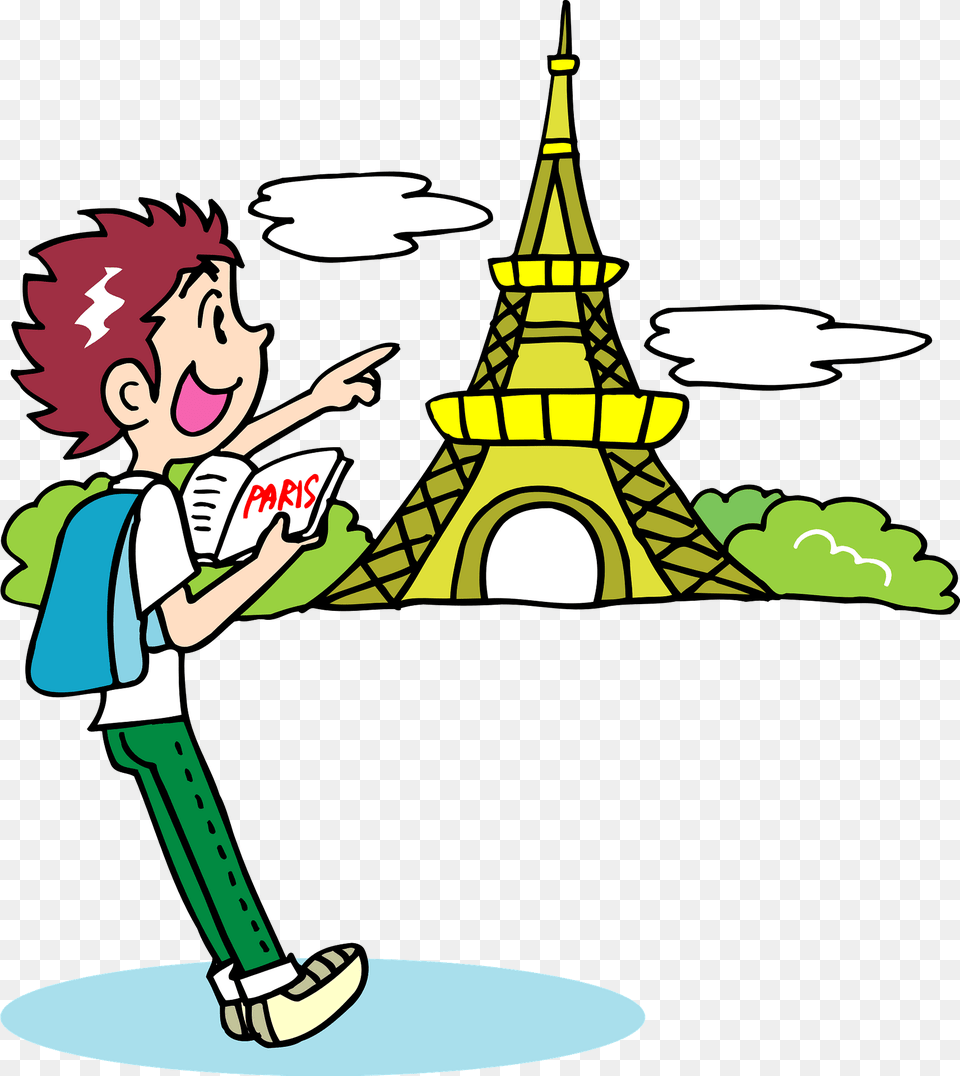 Man Traveling In Paris Clipart, Book, Comics, Publication, Person Free Png