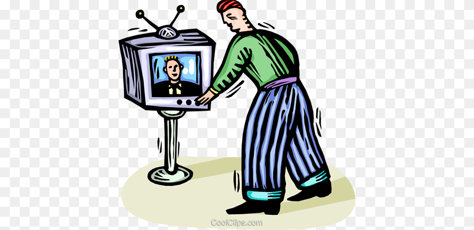 Man Turning The Tv Channels Royalty Vector Clip Art, Screen, Computer Hardware, Electronics, Hardware Free Transparent Png