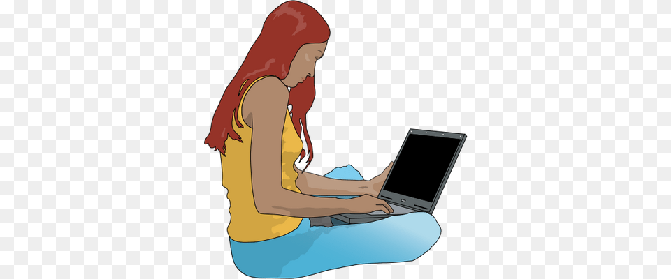 Man Using Computer Clip Art, Laptop, Electronics, Pc, Sitting Png