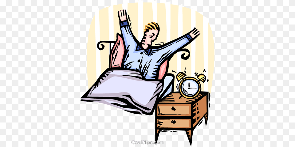 Man Waking Up In The Morning Royalty Vector Clip Art, Alarm Clock, Clock, Furniture, Face Free Transparent Png