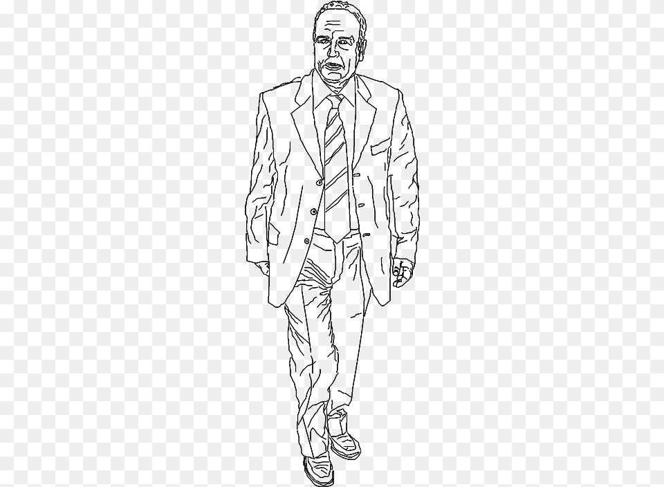 Man Walking 3d View Sketch, Gray Free Png Download