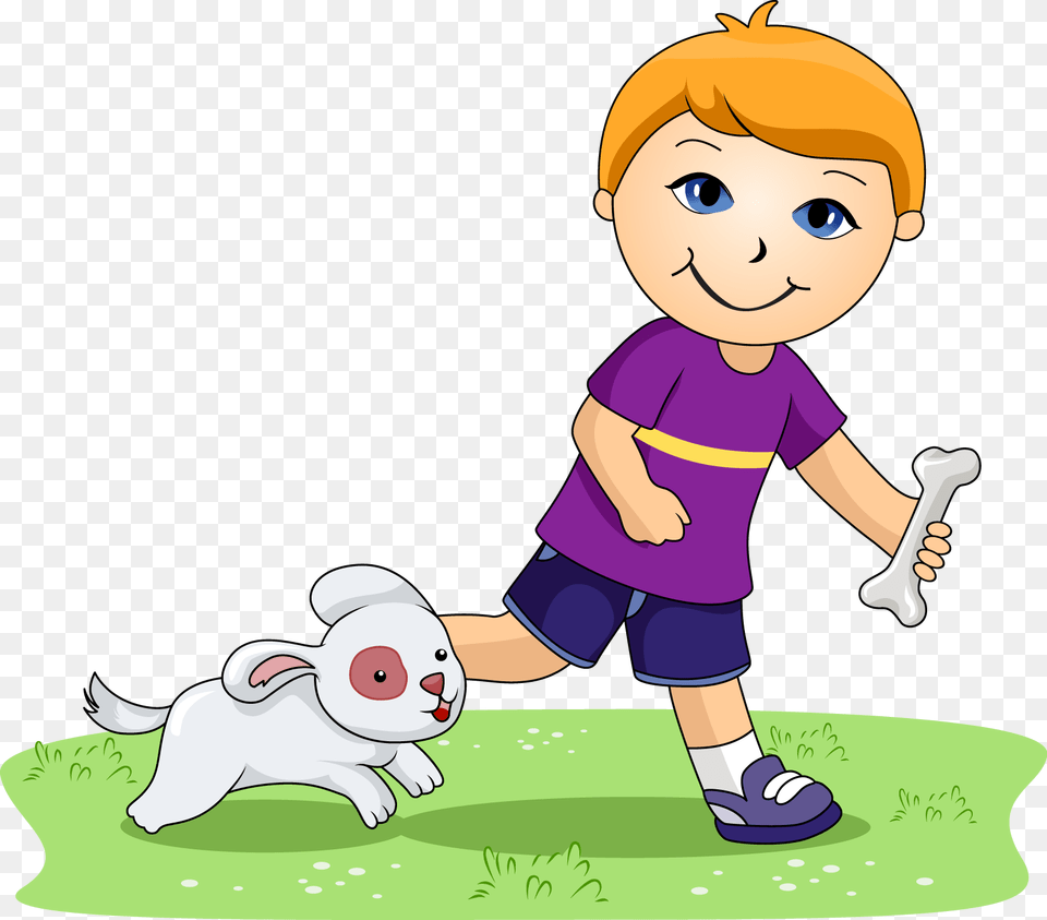 Man Walking A Dog Clipart Svg Library Lady Boy And Dog Clipart, Baby, Person, Face, Head Free Transparent Png