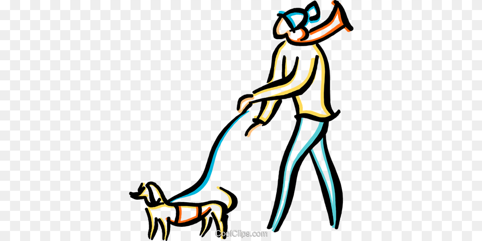 Man Walking A Dog Royalty Vector Clip Art Illustration, Grass, Plant, Lawn, Animal Free Png Download