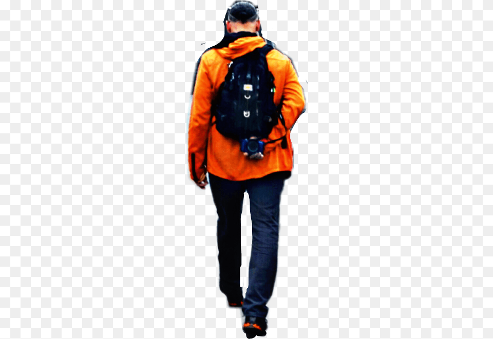 Man Walking Away Orange Jacket Man, Clothing, Coat, Adult, Person Png