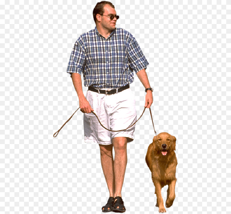 Man Walking His Dog Dog And Man, Male, Adult, Person, Shorts Free Transparent Png