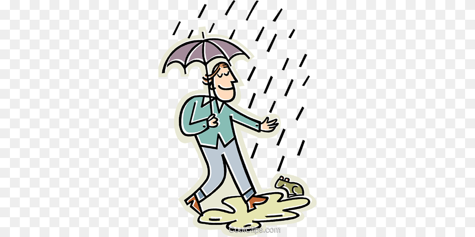 Man Walking In The Rain With An Umbrella Royalty Vector Clip, People, Person, Book, Comics Free Png