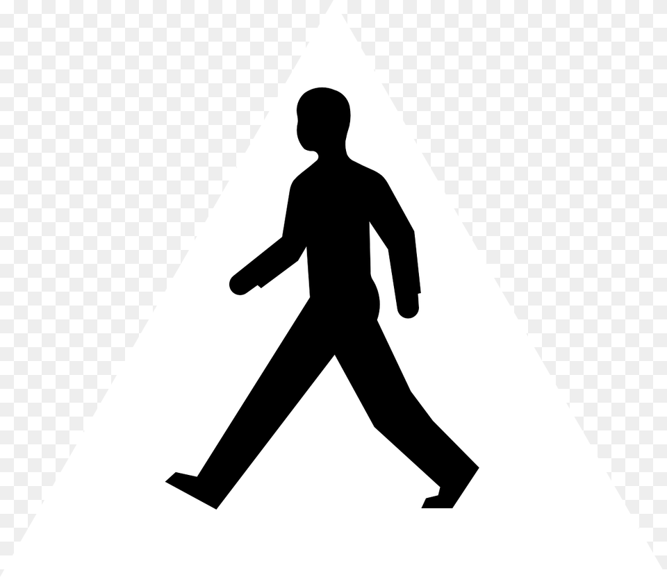 Man Walking Person Male Walk Adult Silhouette Pedestrian Crossing, Triangle, Head Free Png Download