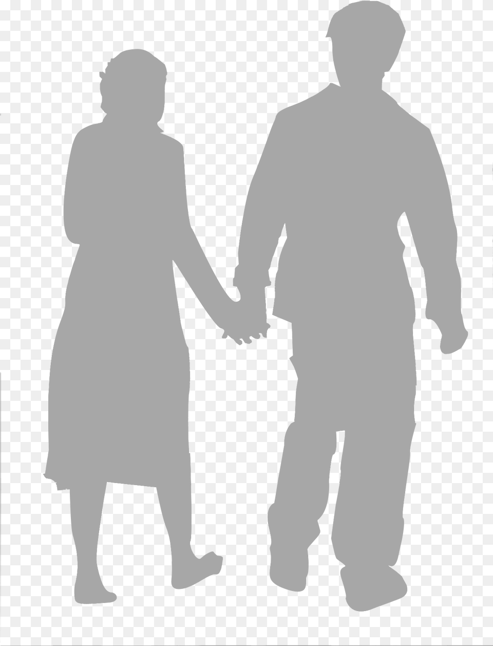 Man Walking Silhouette Person Walking Silhouette People Silhouette Grey, Body Part, Hand, Holding Hands, Adult Free Png